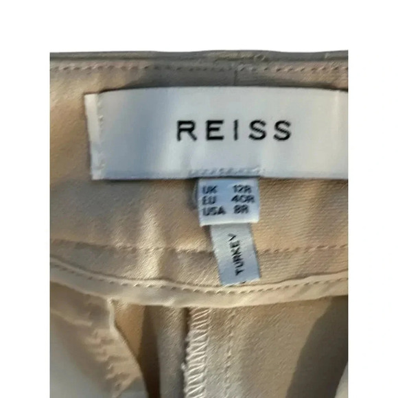 REISS Joanne Slim Fit Tailored Trousers pants ankle tapered Cream beige ecru 8R - Picture 5 of 6